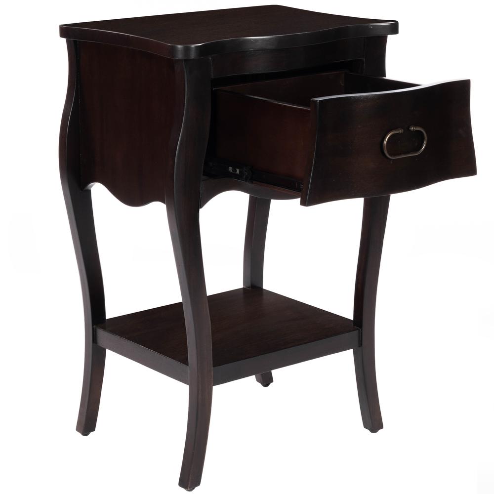Rochelle 1 Drawer Nightstand, Dark Brown. Picture 7