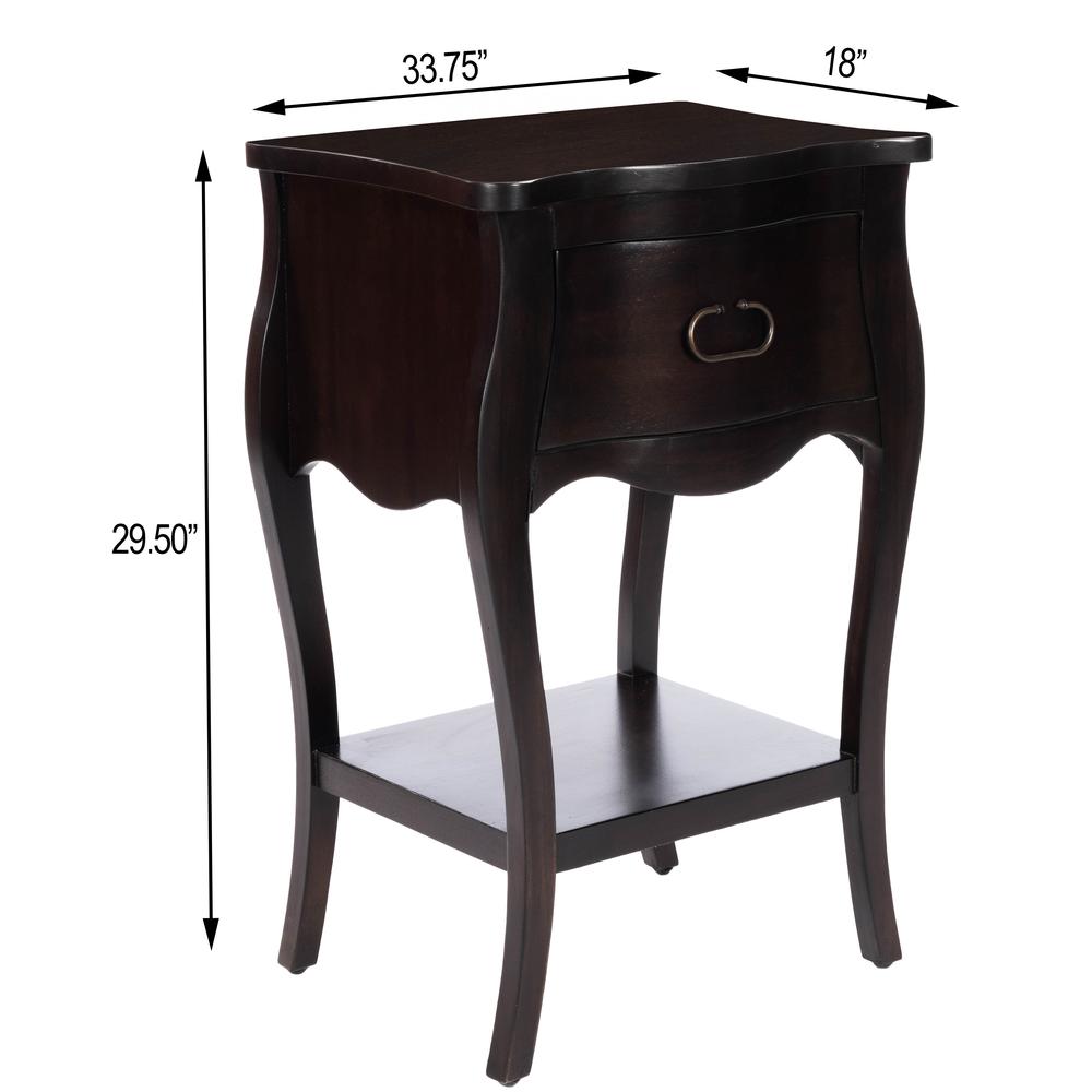 Rochelle 1 Drawer Nightstand, Dark Brown. Picture 12