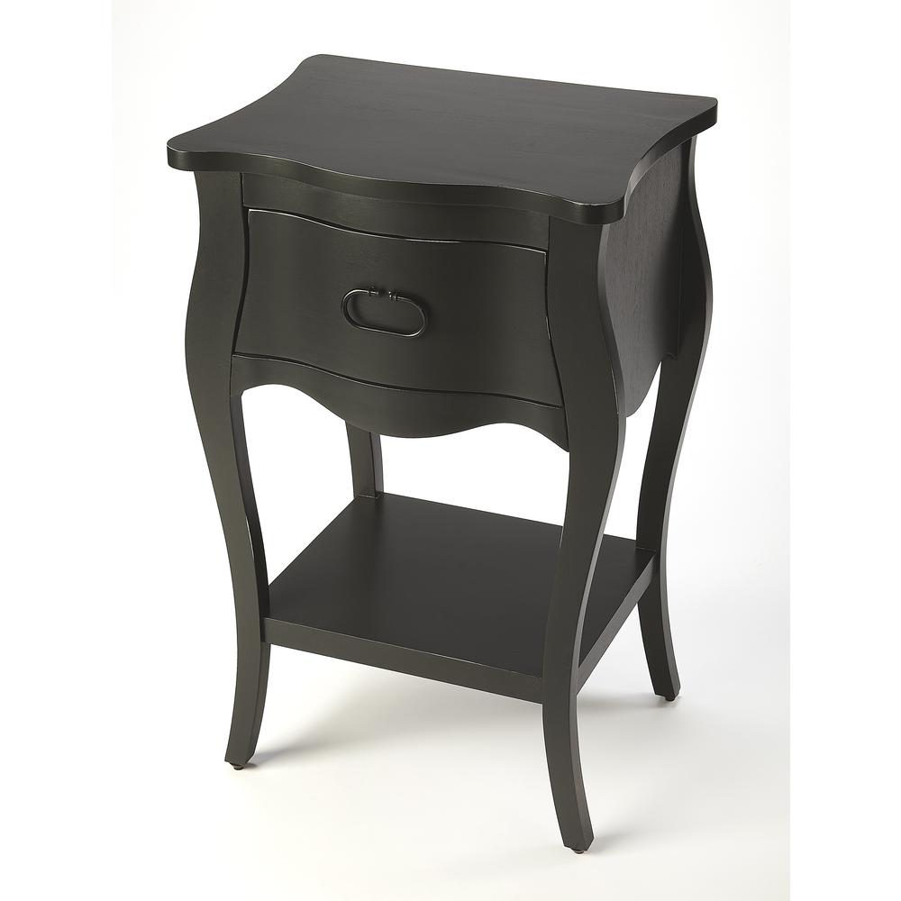 Rochelle 1 Drawer Nightstand, Black. Picture 1