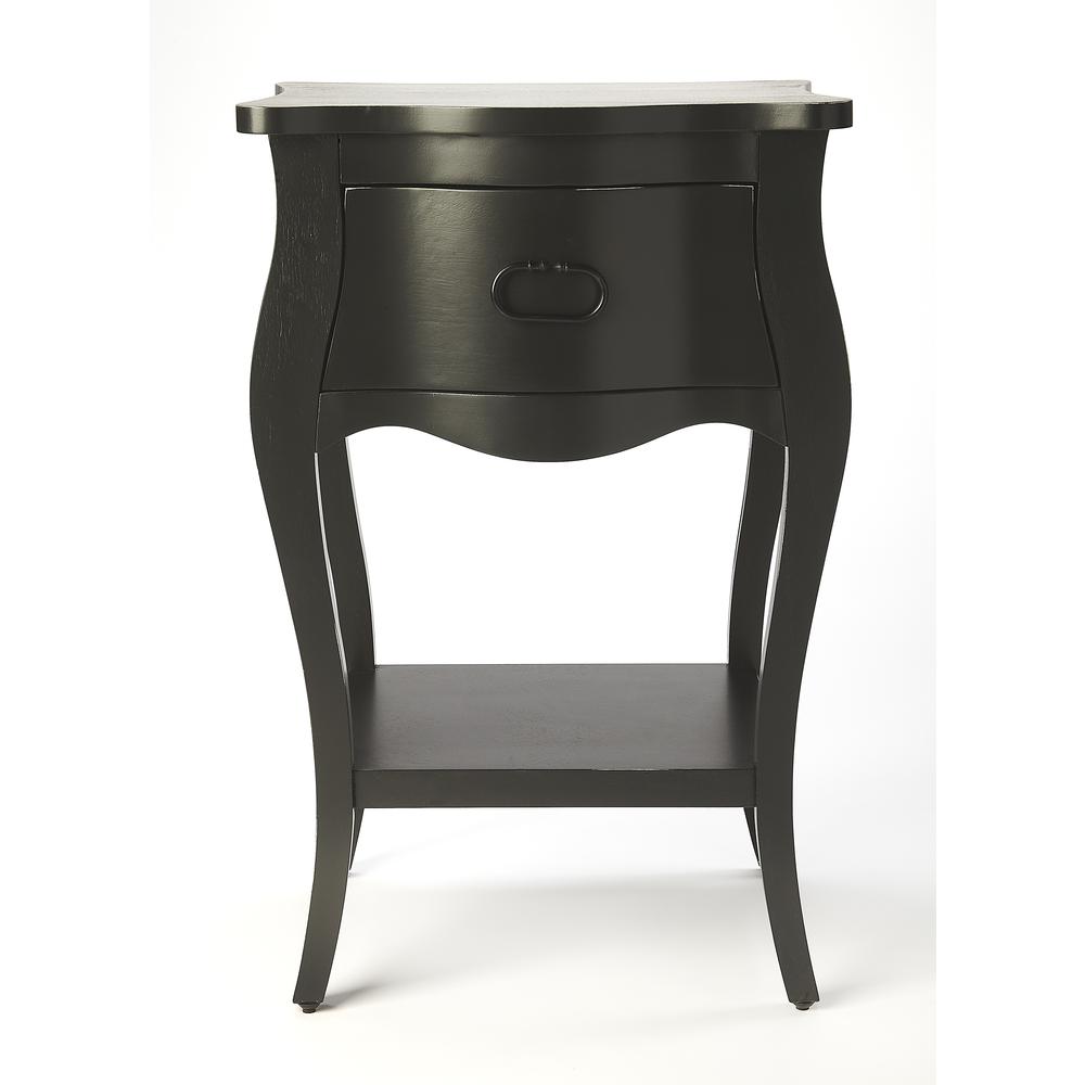 Rochelle 1 Drawer Nightstand, Black. Picture 3
