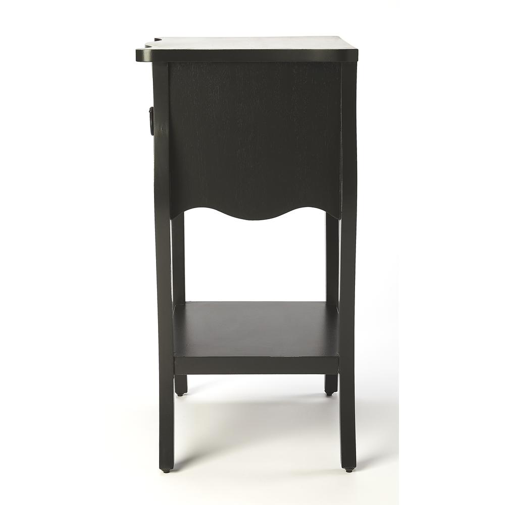 Rochelle 1 Drawer Nightstand, Black. Picture 4
