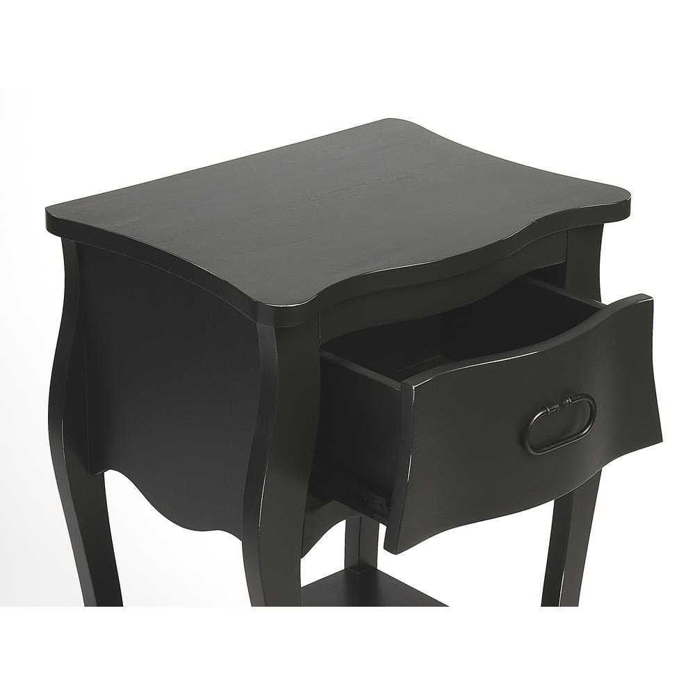 Rochelle 1 Drawer Nightstand, Black. Picture 7