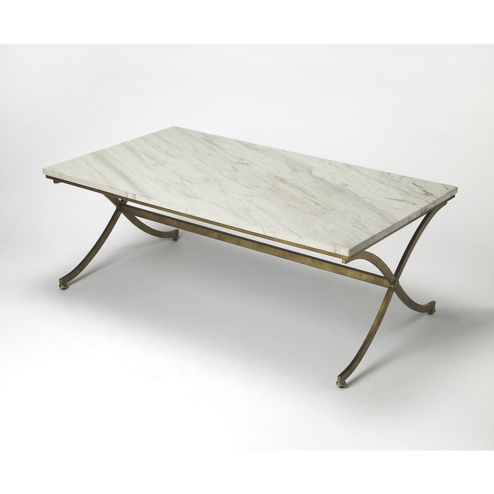 Pamina Marble Coffee Table, Gold. Picture 1