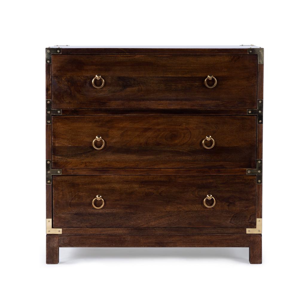 Forster Campaign 3 Drawer Dresser, Dark Brown. Picture 3