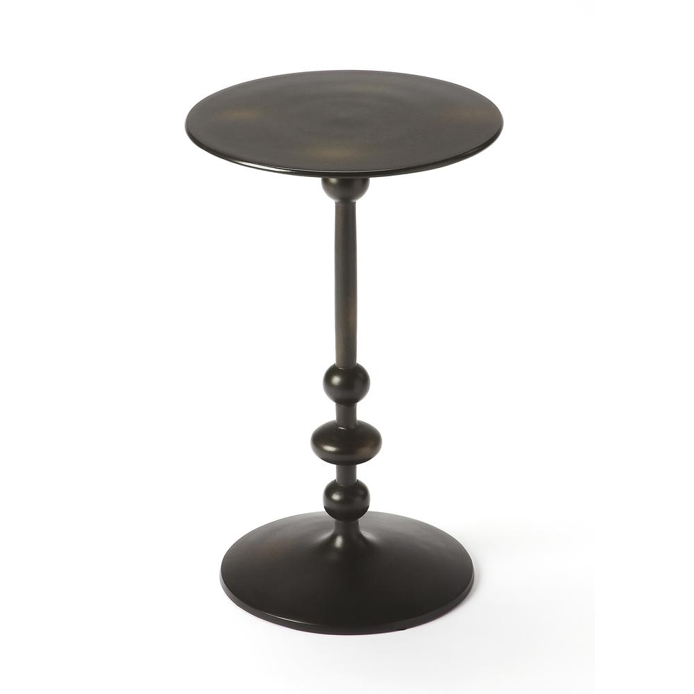 Zora Pedestal Side Table, Black. Picture 1