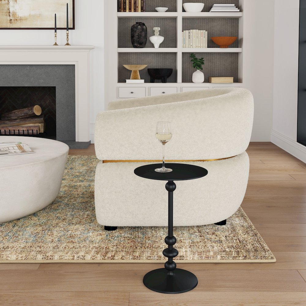Zora Pedestal Side Table, Black. Picture 7