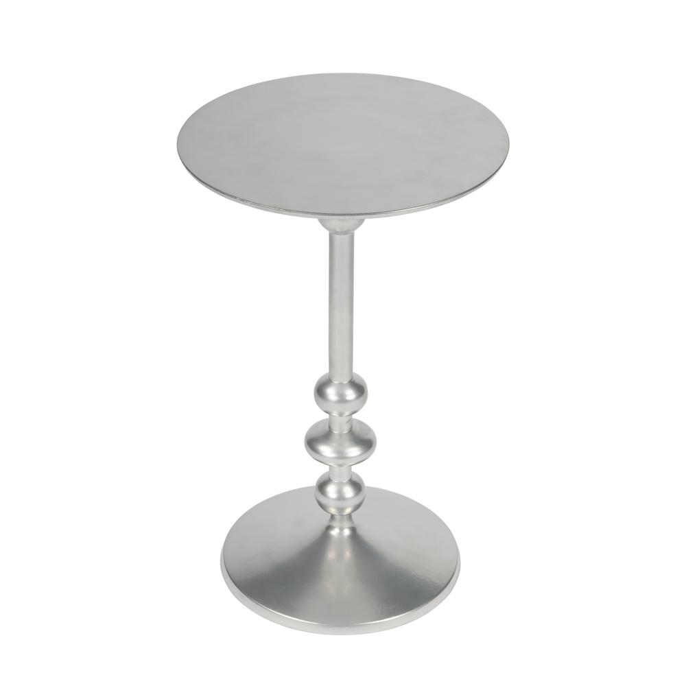 Zora Iron Pedestal Side Table, Silver. Picture 1