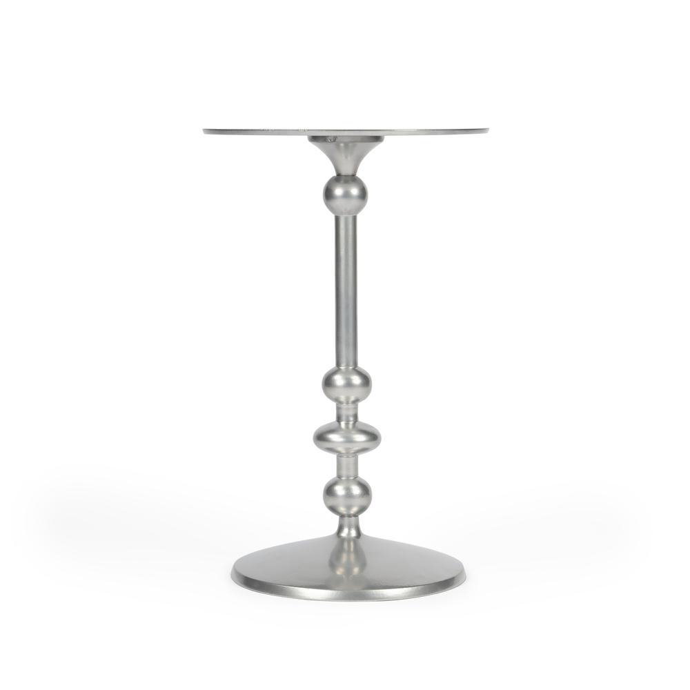 Zora Iron Pedestal Side Table, Silver. Picture 3