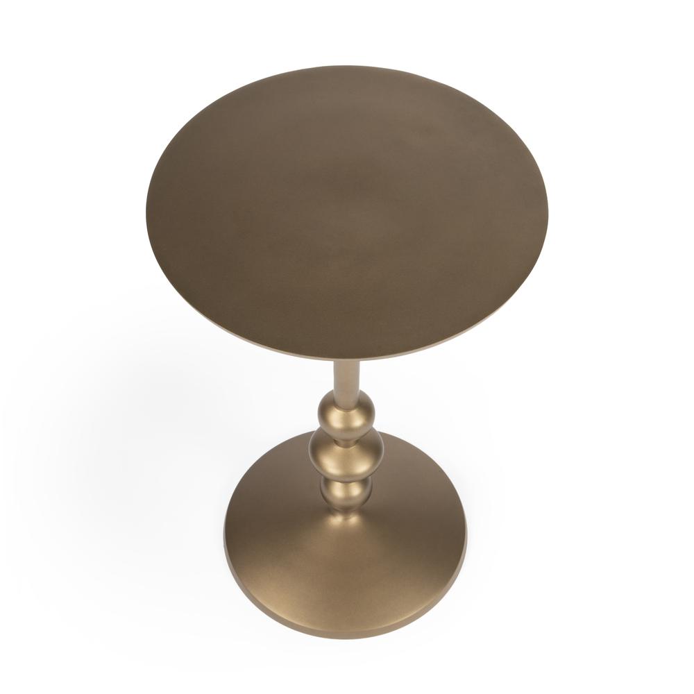 Zora Round Pedestal Side Table, Gold. Picture 2