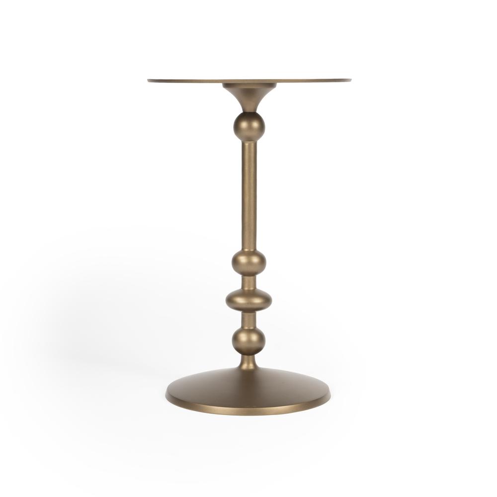 Zora Round Pedestal Side Table, Gold. Picture 3