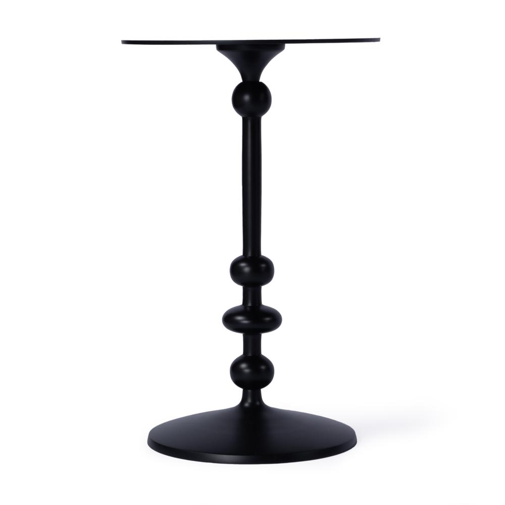 Zora Outdoor Round Pedestal Side Table, Black. Picture 1