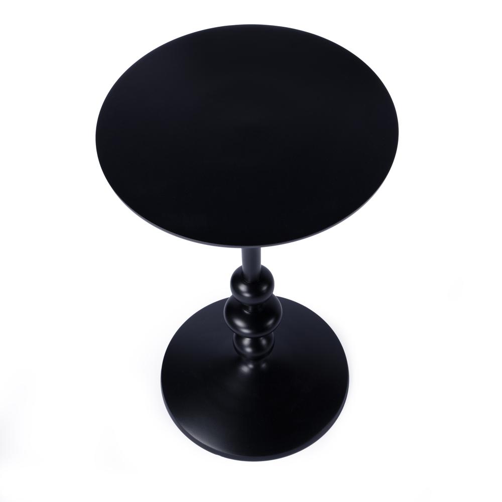 Zora Outdoor Round Pedestal Side Table, Black. Picture 2