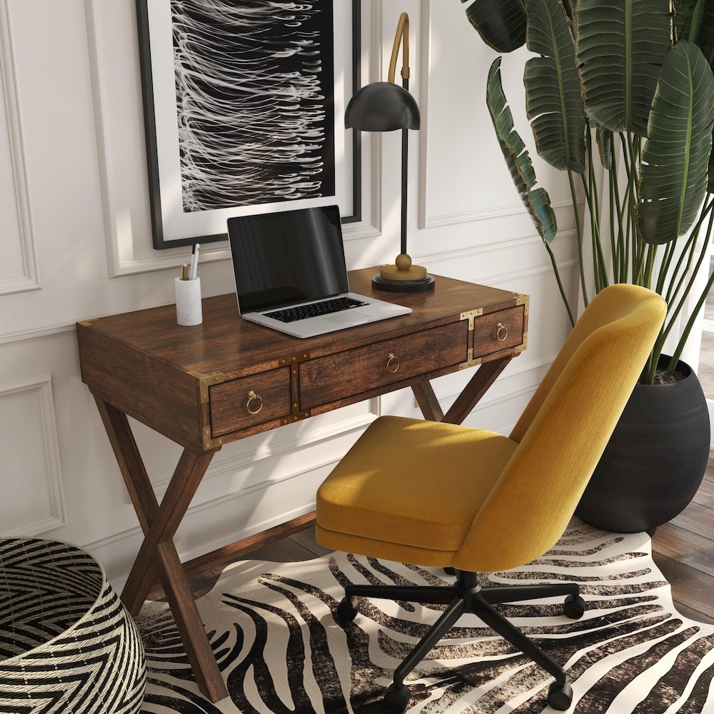 Forster Campaign Writing Desk, Dark Brown. Picture 4