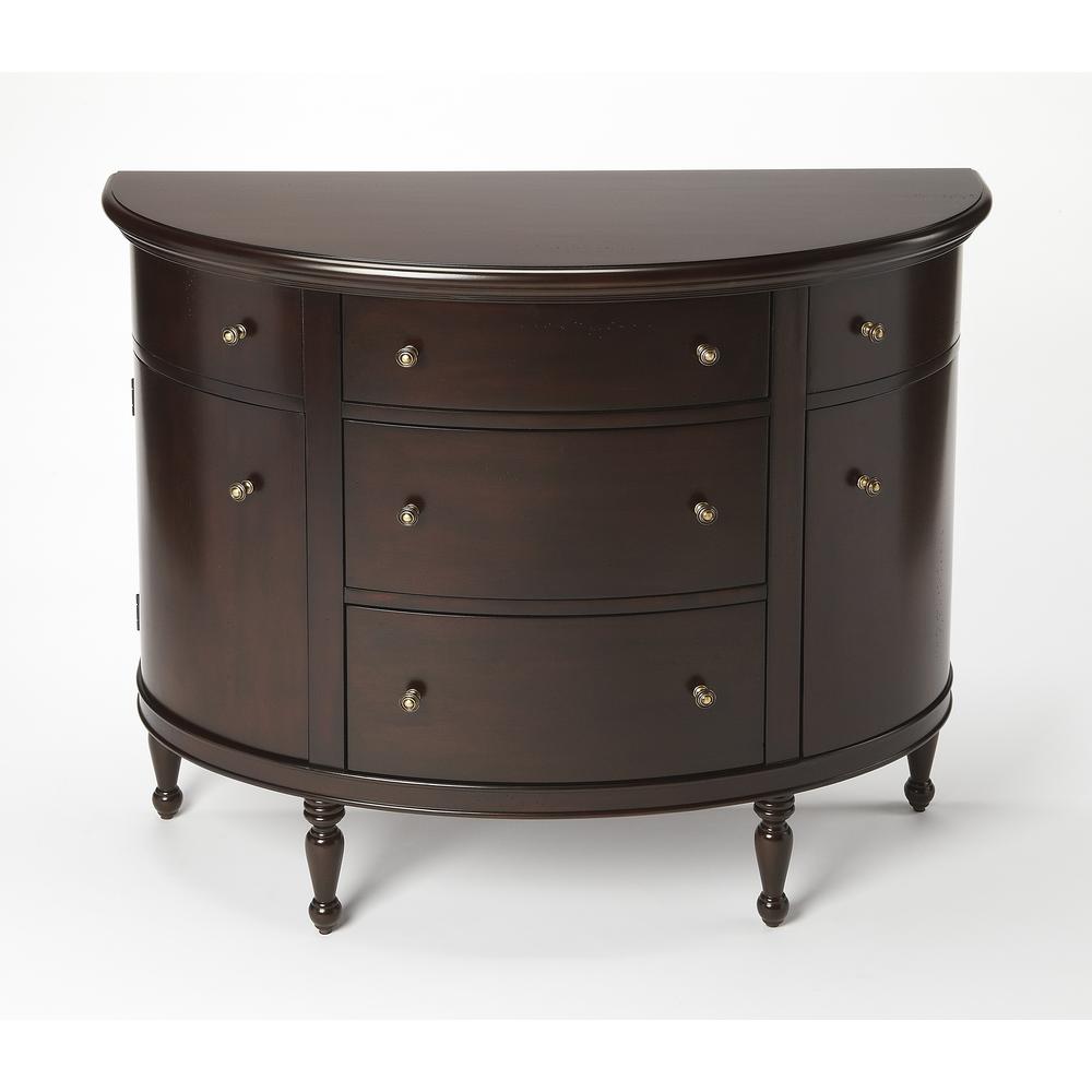 Bedford Mahogany Demilune Console Table, Dark Brown. Picture 1