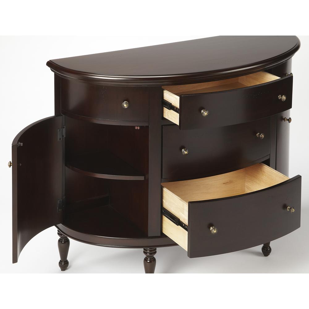 Bedford Mahogany Demilune Console Table, Dark Brown. Picture 3