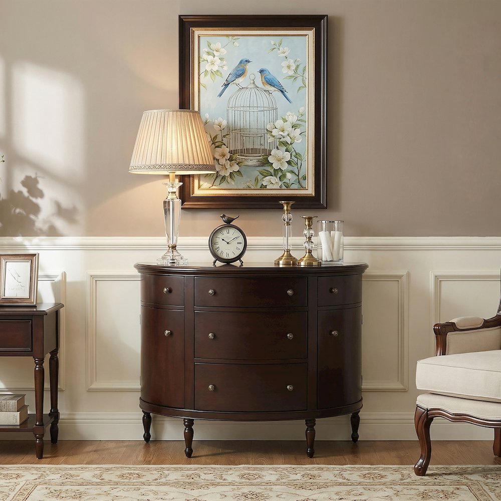 Bedford Mahogany Demilune Console Table, Dark Brown. Picture 2
