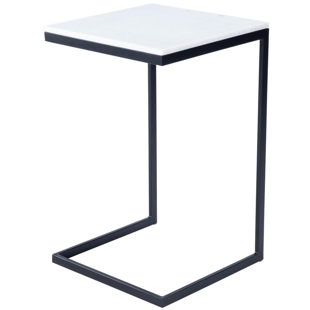Lawler Marble C- Side Table, Black, White. Picture 1