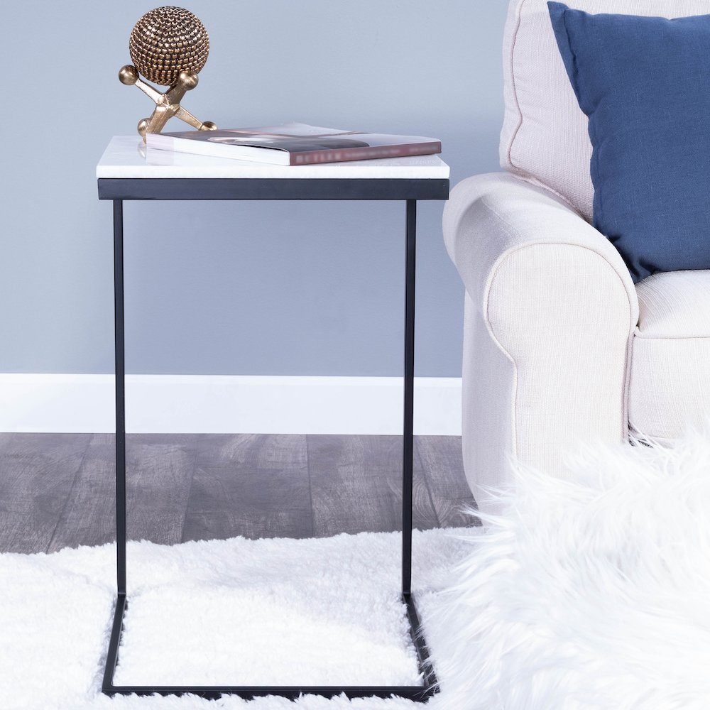 Lawler Marble C- Side Table, Black, White. Picture 14
