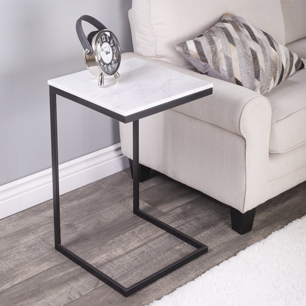 Lawler Marble C- Side Table, Black, White. Picture 13