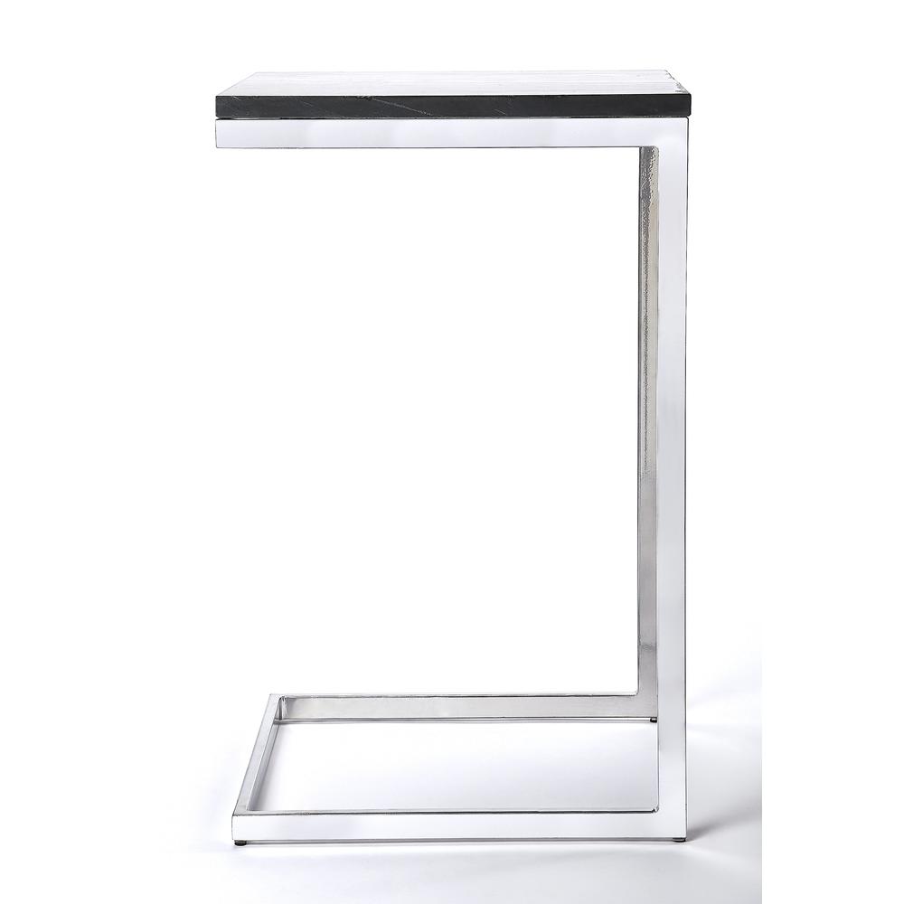 Lawler Marble C- Side Table, Black, Silver. Picture 3