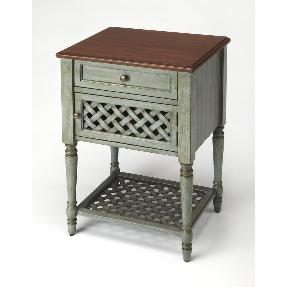 Chadway Rustic End Table, Green. Picture 1