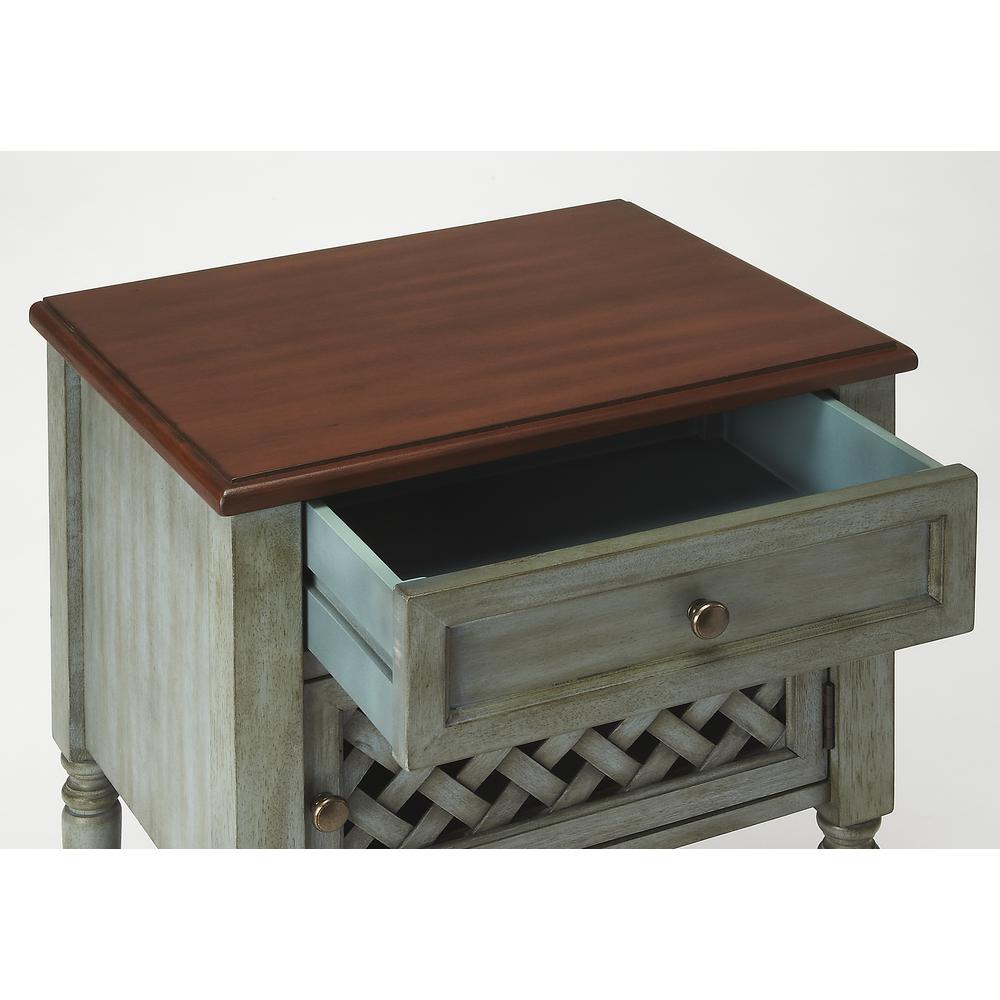 Chadway Rustic End Table, Green. Picture 3