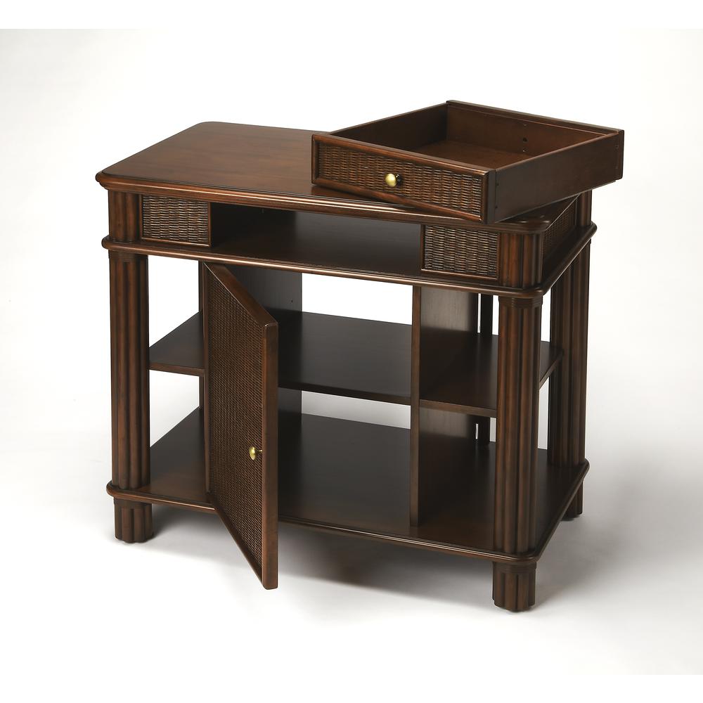 Falmouth Rattan Kitchen Island, Dark Brown. Picture 3