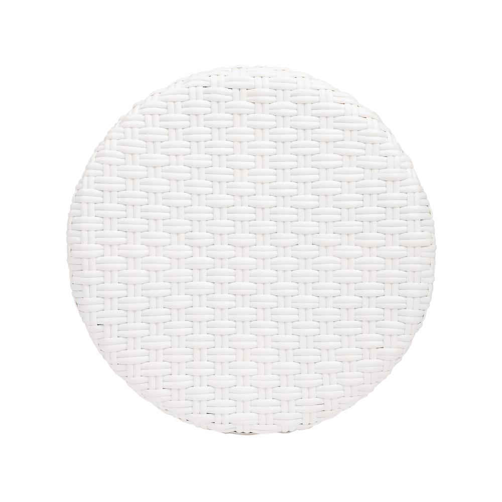 Tobias Round Rattan 30" Bar Stool, Glossy White. Picture 5