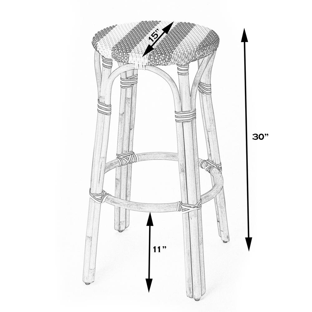 Tobias Round Rattan 30" Bar Stool, Glossy White. Picture 6