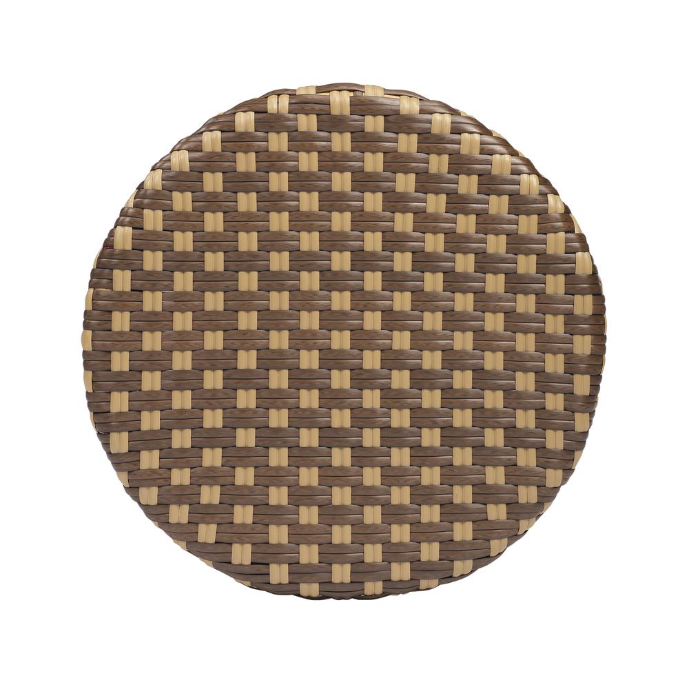 Tobias Round Rattan 30" Bar Stool, Brown and Tan Dot. Picture 5