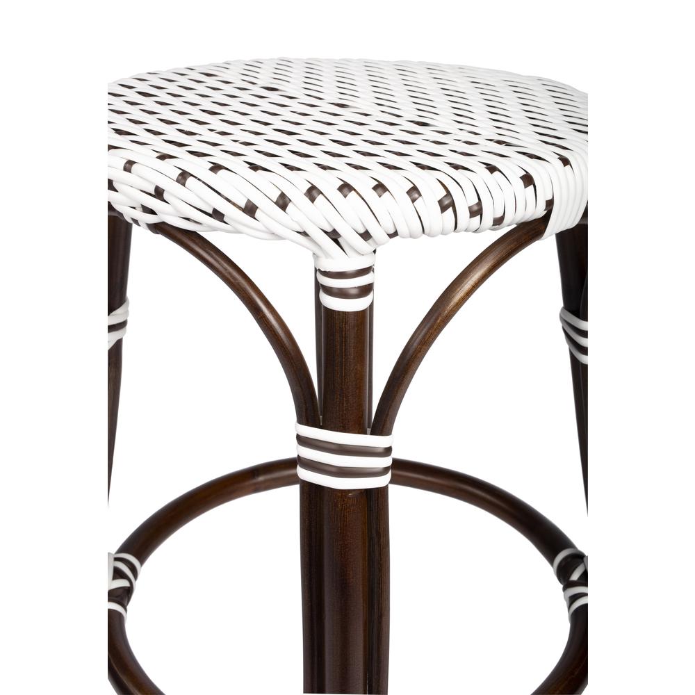 Tobias Rattan Round 24" Counter Stool, White and Brown Dot. Picture 5