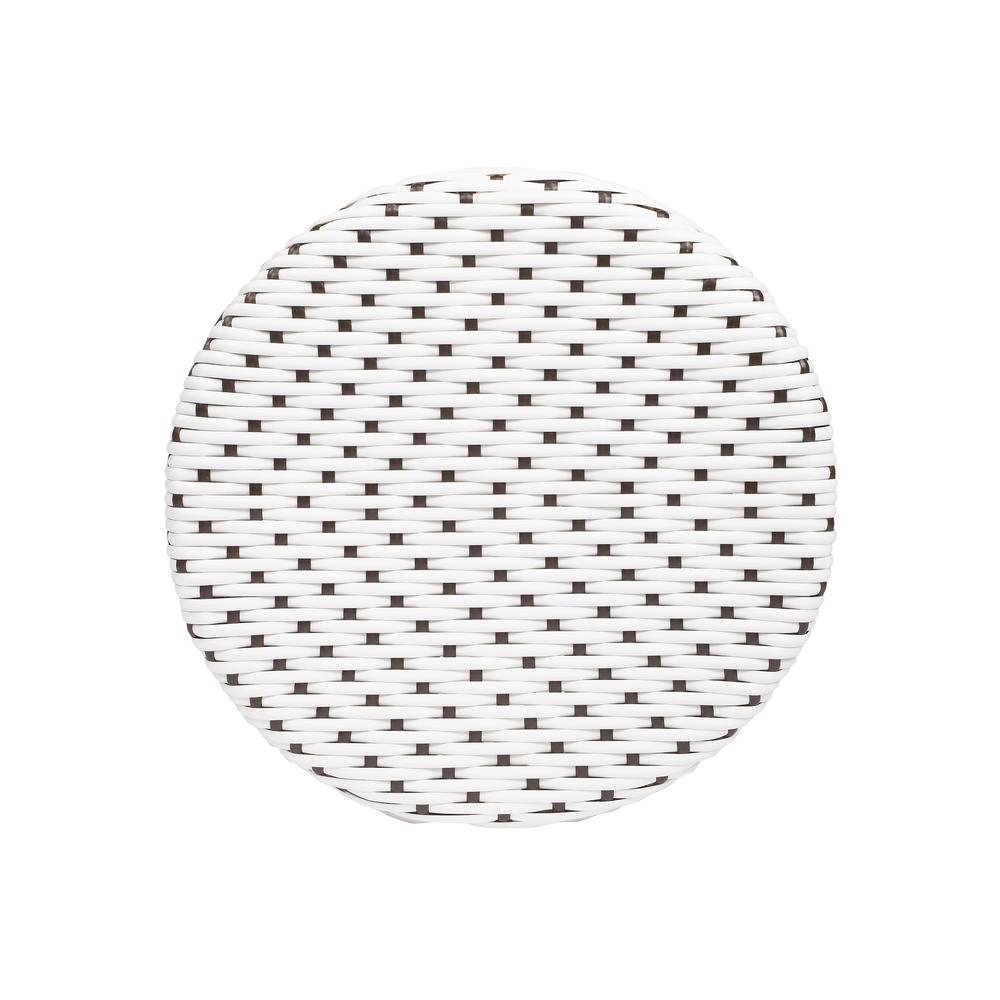 Tobias Rattan Round 24" Counter Stool, White and Brown Dot. Picture 6