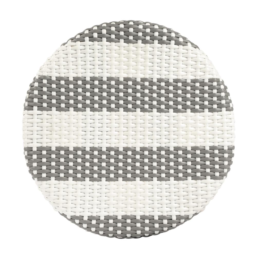 Tobias Rattan Round 24" Counter Stool, Gray and White Stripe. Picture 6