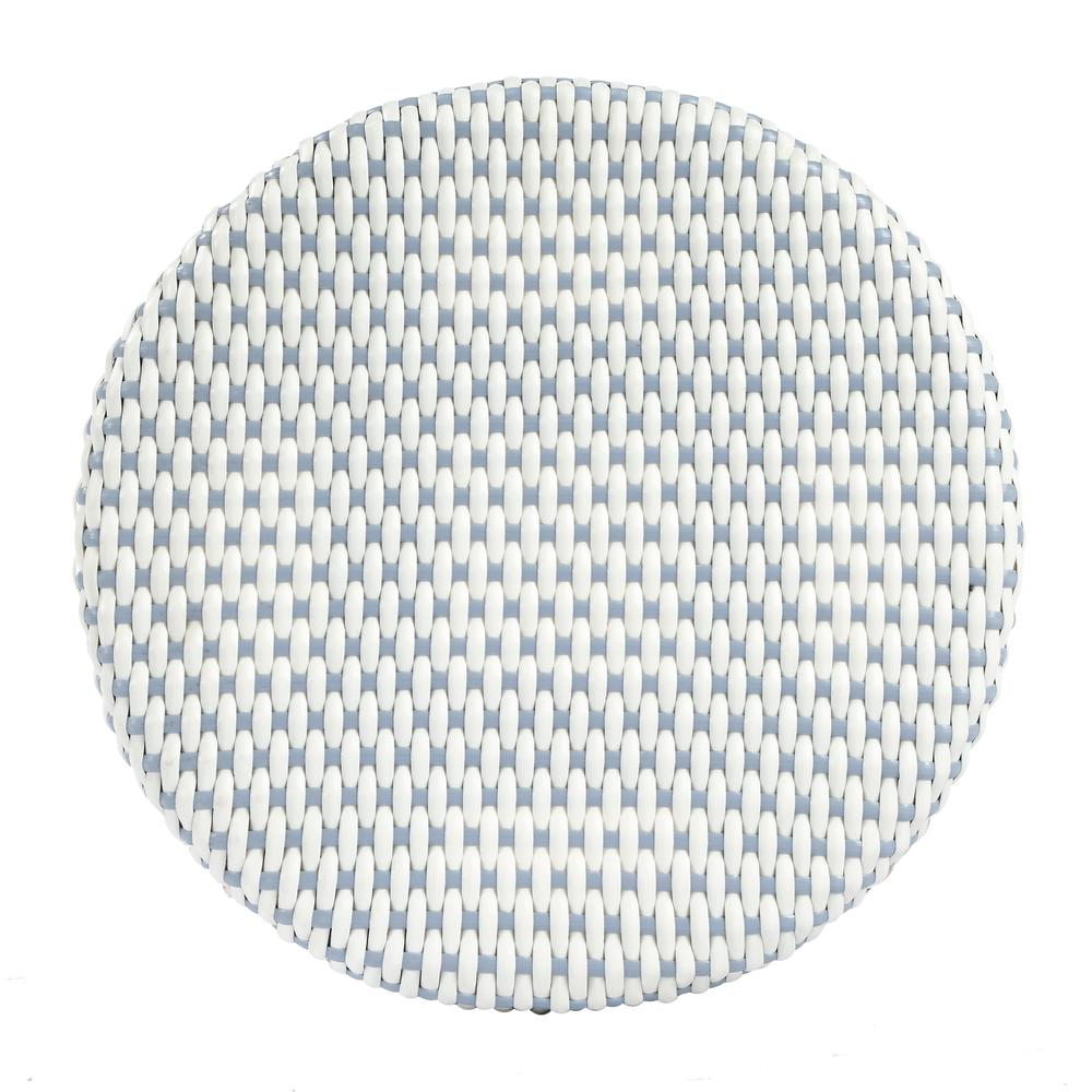 Tobias Rattan Round 24" Counter Stool, White and Sky Blue Dot. Picture 6