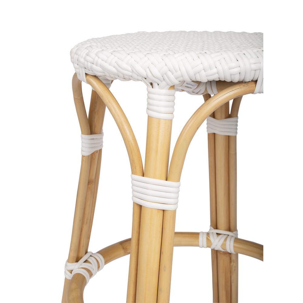 Tobias Rattan Round 24" Counter Stool, Glossy White. Picture 4