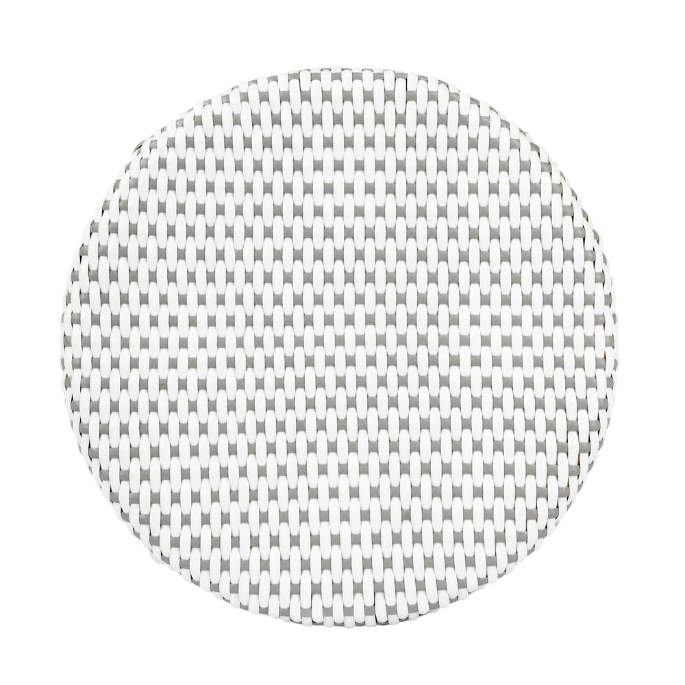 Tobias Rattan Round 24" Counter Stool, White and Gray Dot. Picture 5