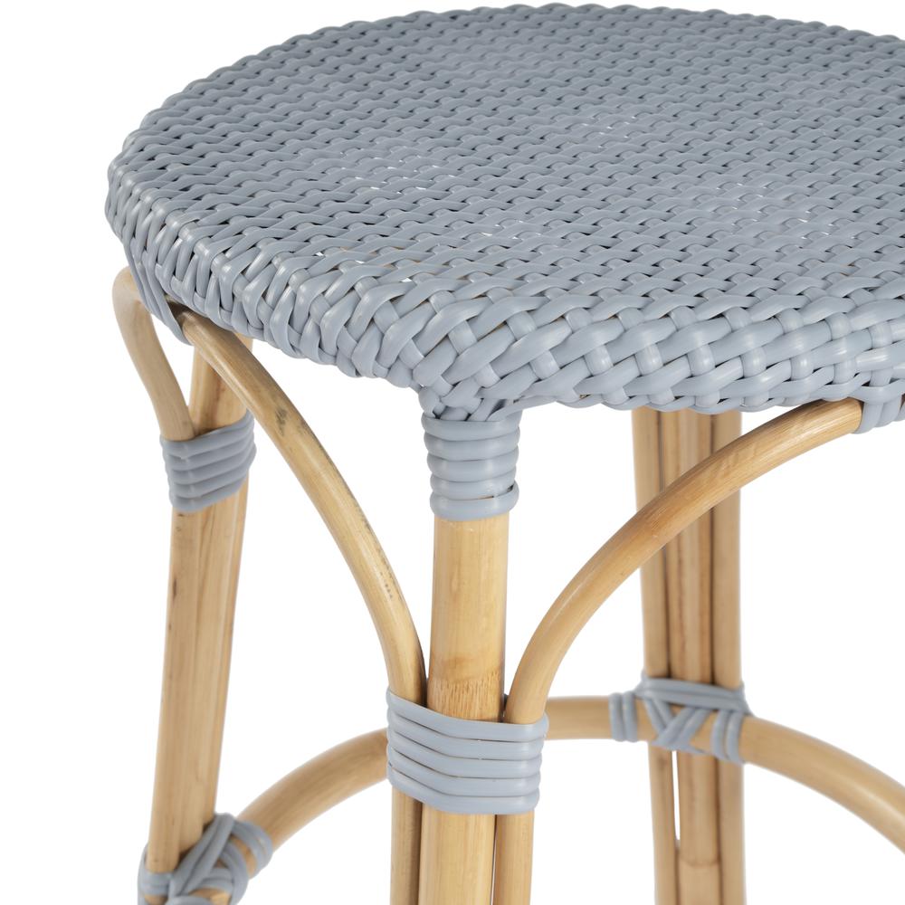 Tobias Rattan Round 24" Counter Stool, Baby Blue. Picture 4