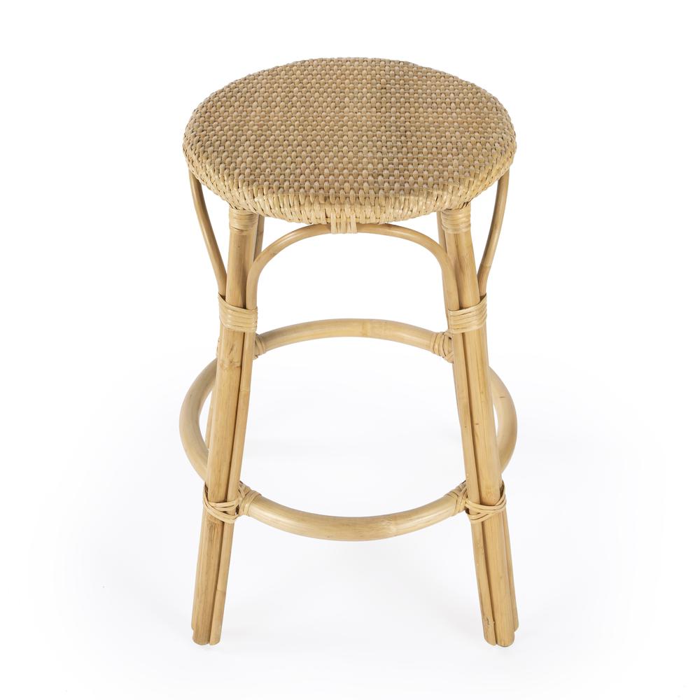 Tobias Rattan Round 24" Counter Stool, Natural. Picture 2