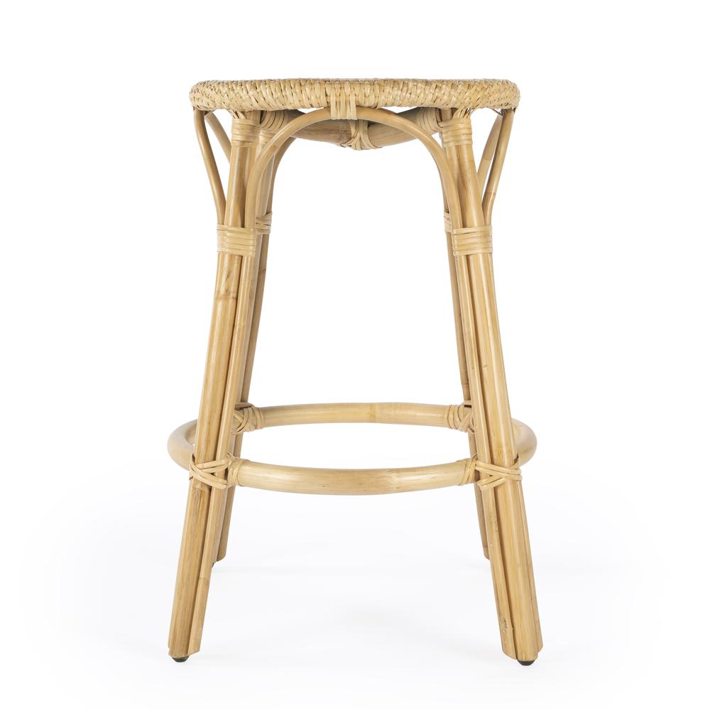 Tobias Rattan Round 24" Counter Stool, Natural. Picture 3