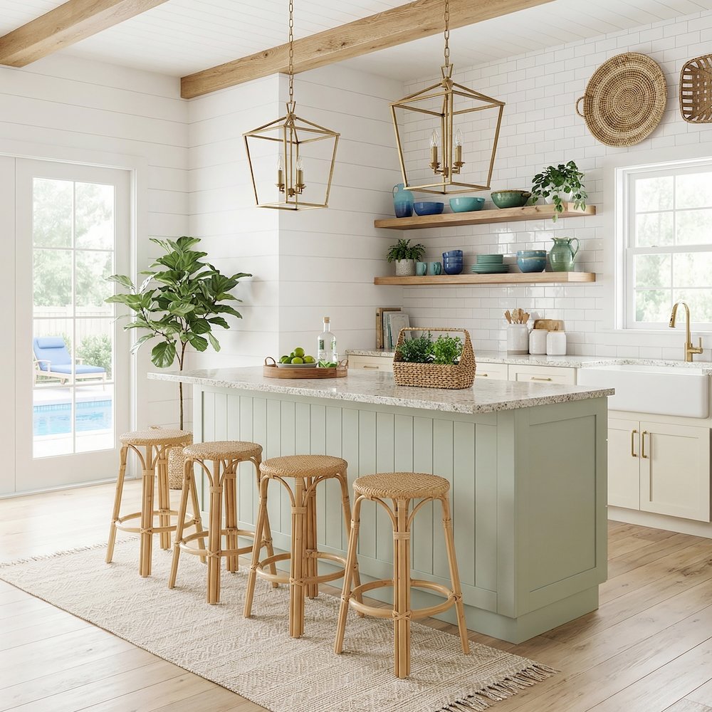 Tobias Rattan Round 24" Counter Stool, Natural. Picture 9