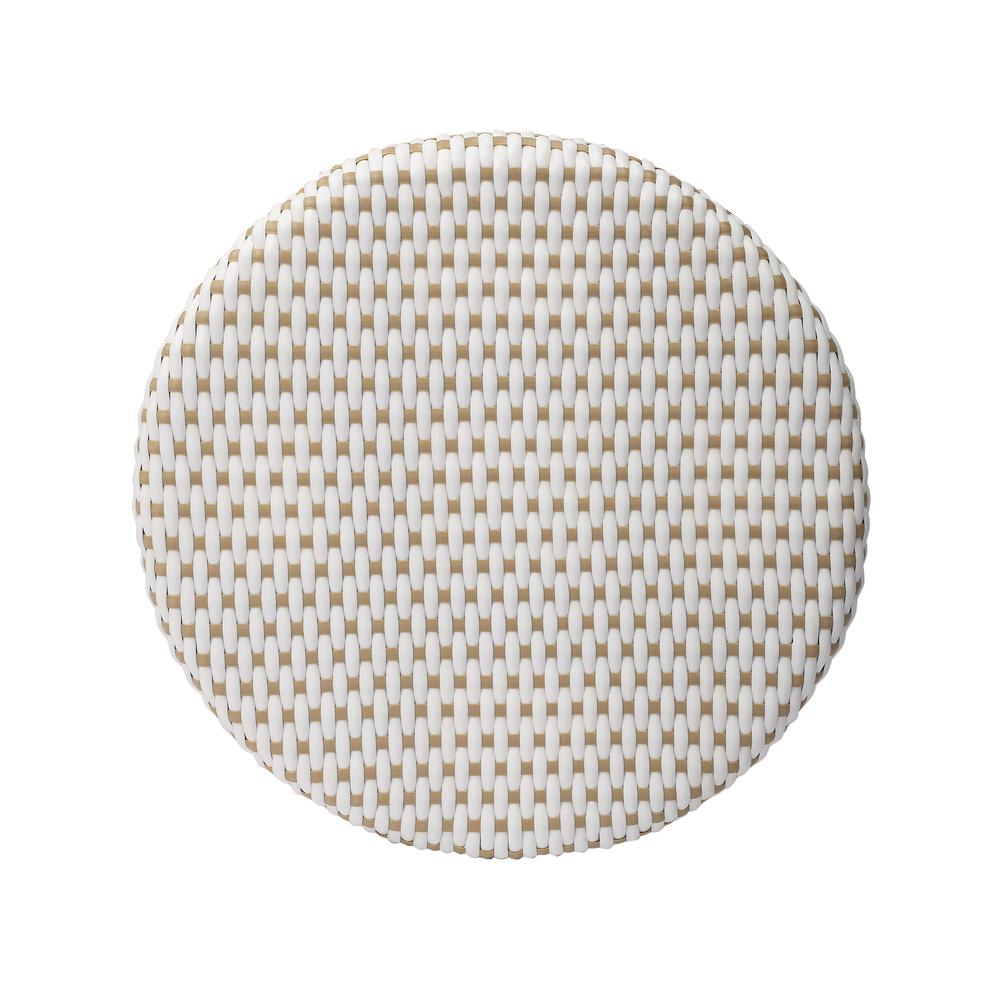 Tobias Rattan Round 24" Counter Stool, White and Tan Dot. Picture 4