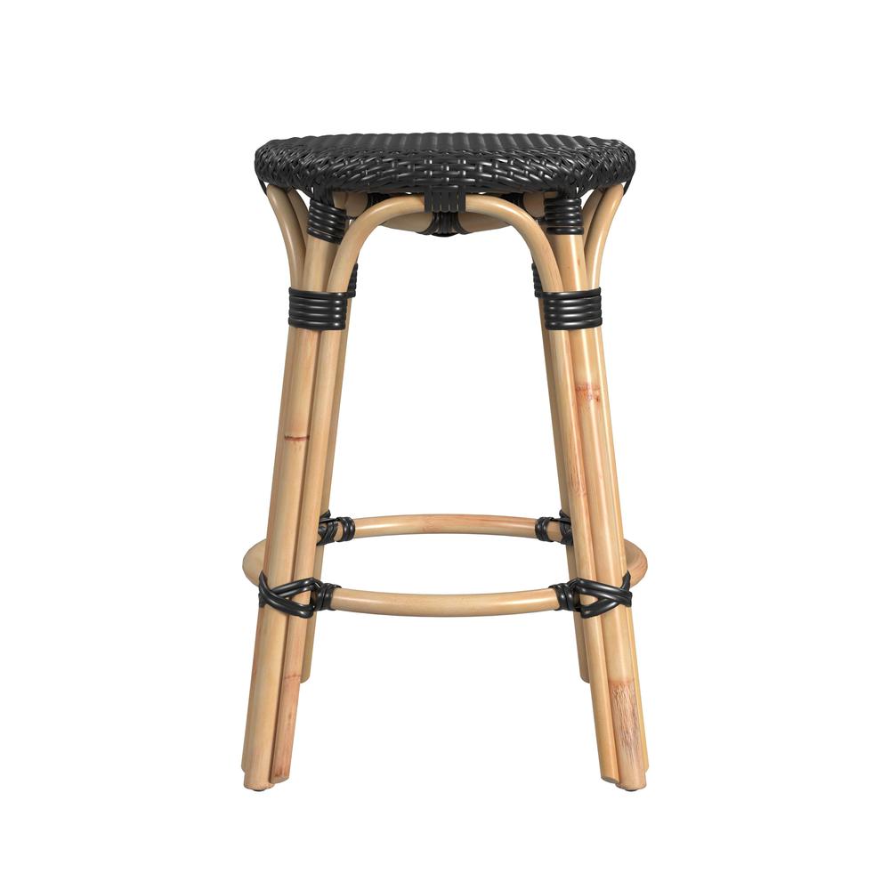 Tobias Rattan Round 24" Counter Stool, Black. Picture 2
