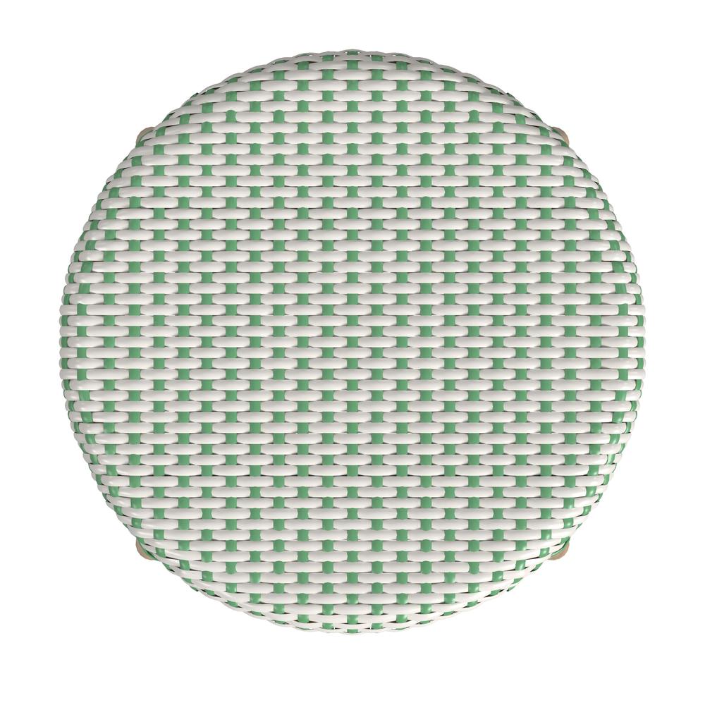Tobias Rattan Round 24" Counter Stool, White and Green Dot. Picture 4