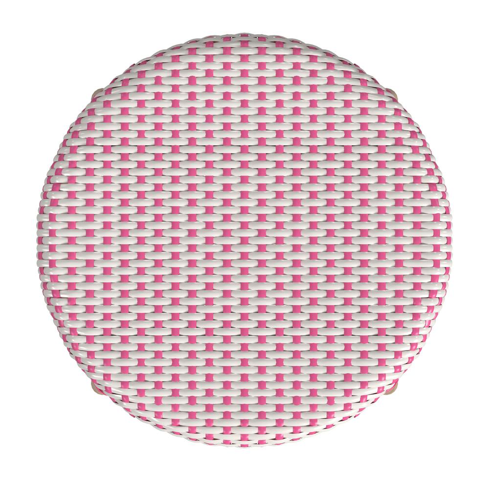 Tobias Rattan Round 24" Counter Stool, White and Pink Dot. Picture 4