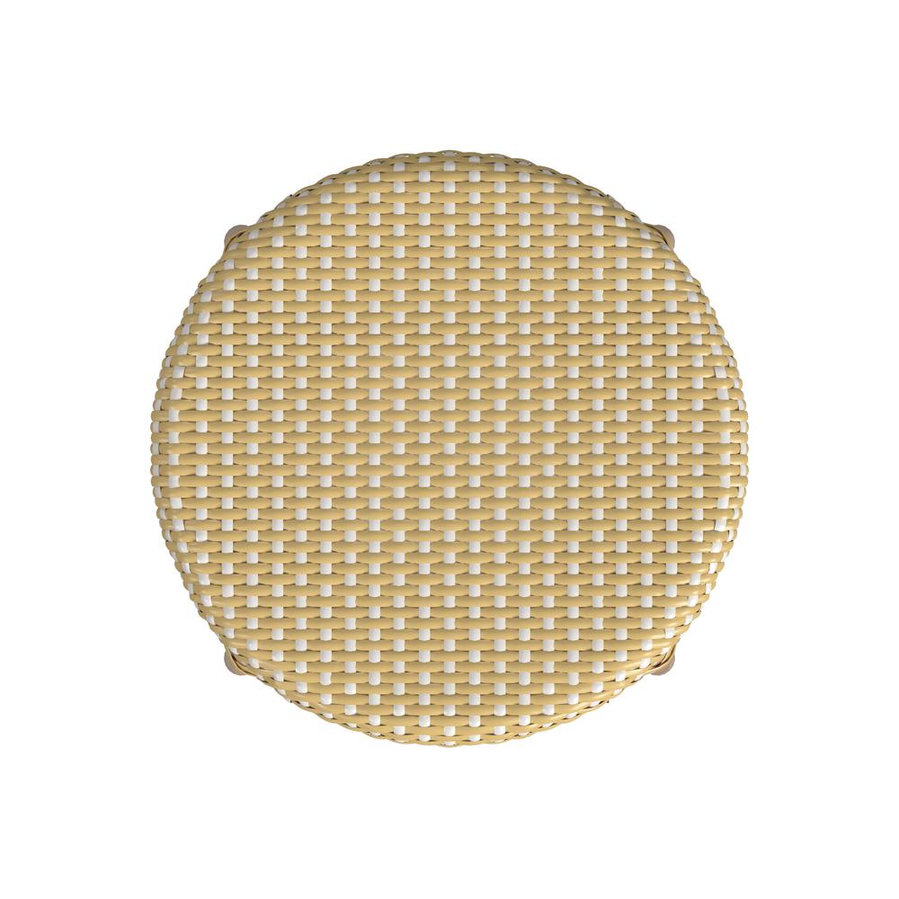 Tobias Rattan Round 24" Counter Stool, Yellow and White Dot. Picture 5
