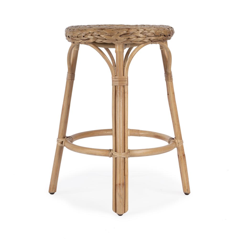 Tobias Rattan Round 24" Counter Stool, Light Brown. Picture 3