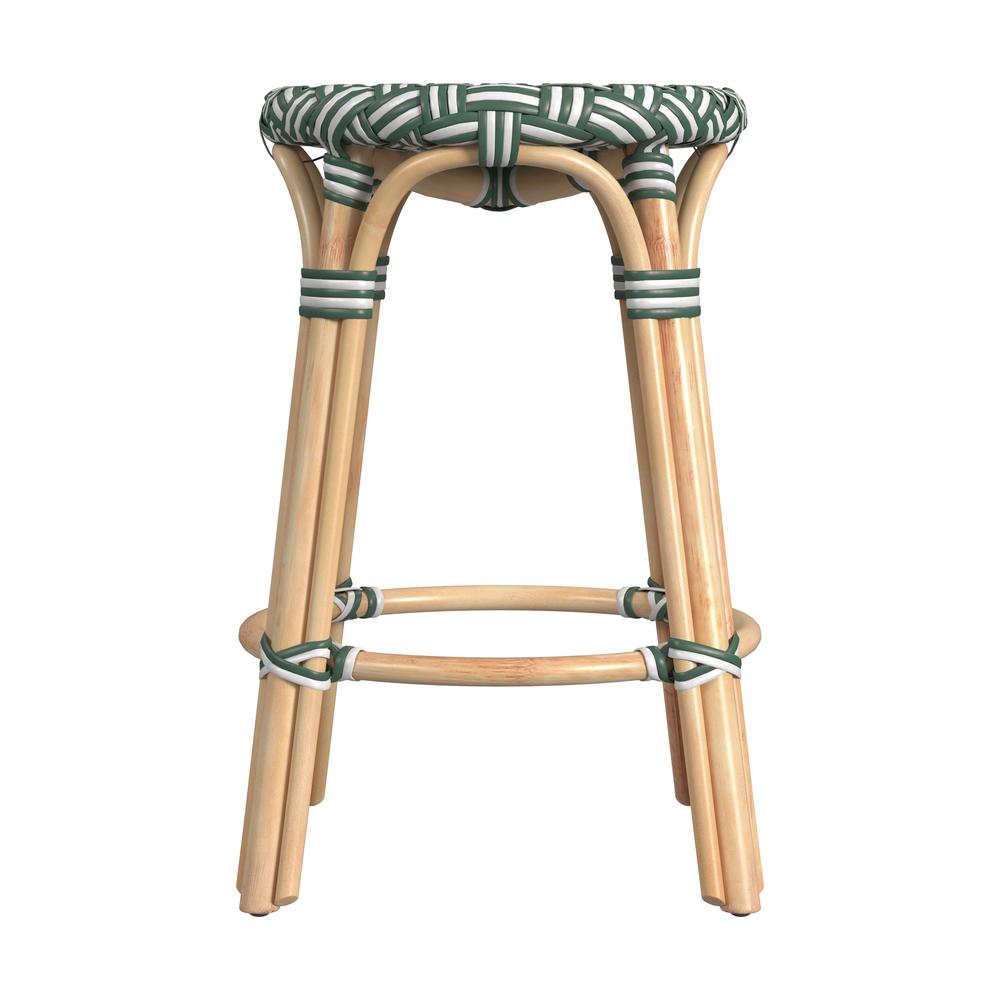 Tobias Rattan Round 24" Counter Stool, Green. Picture 2