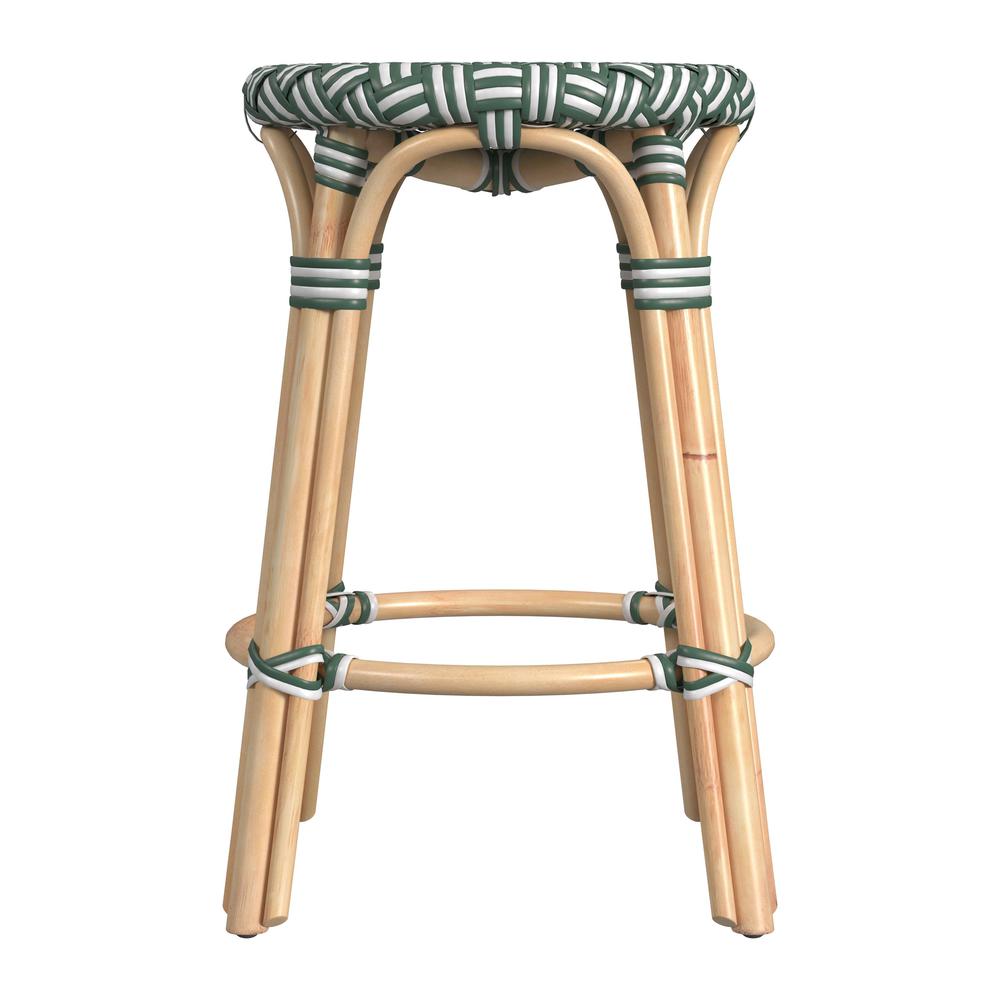 Tobias Rattan Round 24" Counter Stool, Green. Picture 3