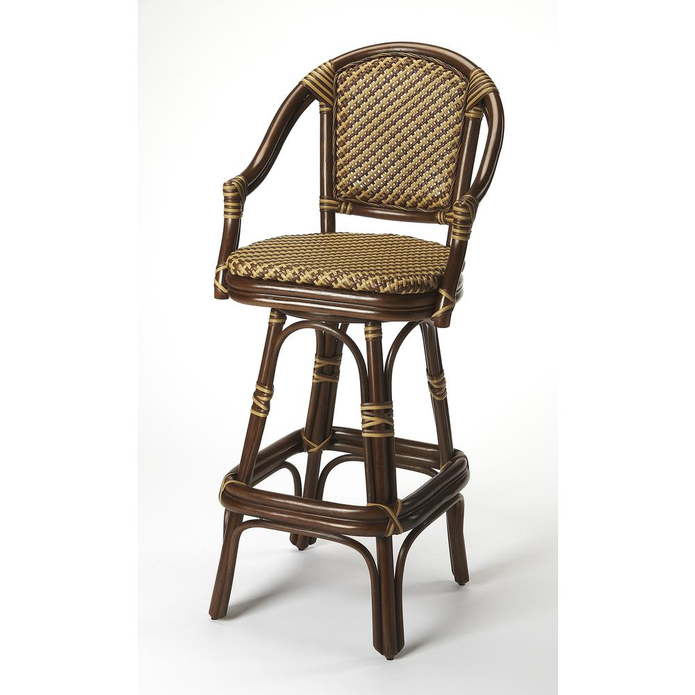 Renata Rattan 29.75" Bar Stool, Multi-Color. Picture 1