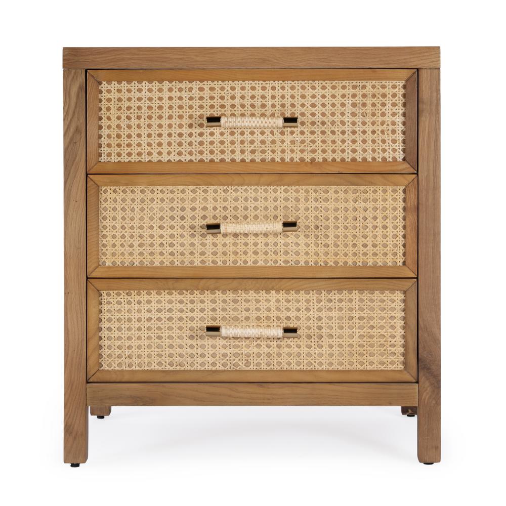 Mesa Cane and Solid Wood  3 Drawer Chest, Natural. Picture 3